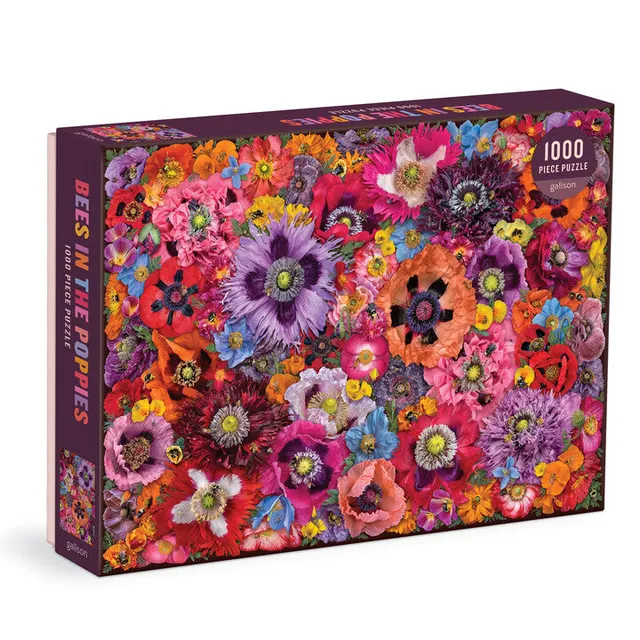 galison-troy-litten-bees-in-the-poppies-puzzle-1000-teile-blumen image 1