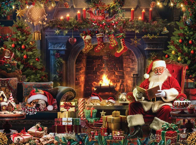 buffalo-games-santa-at-home-puzzle-1000-teile-weihnachten-kamin image 1