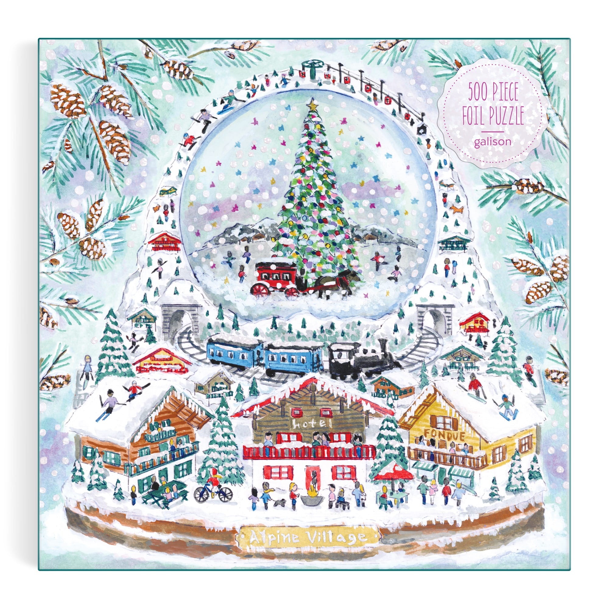 galison-alpine-village-snowglobe-puzzle-500-teile-foil image 2